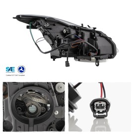 AKKON - Fits 2008-2013 Infiniti G37 2014-2015 Q60 Coupe Black Headlight Driver Left Side Replacement