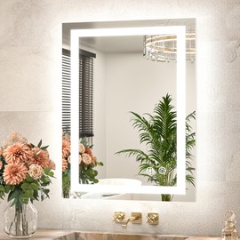 TETOTE LED Bathroom Mirror 20 x 28 Inch Brighter Light up Mirror for Bathroom Vanity, Front and Backlit Lighted Anti-Fog Wall Mirror with Lights, 3-Color Dimmable, Waterproof, Tempered Glass