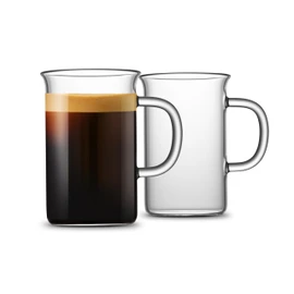 LUXU - Juego de 2 tazas de cristal (368 g, tazas de café de cristal, tazas de té, tazas de café transparente para capuchino, café latte, espresso, vasos de beber sin plomo, ideales para zumo, agua, cerveza, leche caliente y bebidas frías