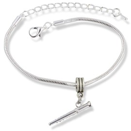 Flute Instrument ( 3D ) Snake Chain Charm Bracelet
