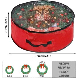 Christmas Wreath Storage Hillylolly Red Christmas Wreath Storage Bags, Robust & Waterproof Wreath Storage Bag, Christmas Wreath Storage Bag, Wreath Container 91 x 20 cm