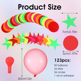 116 Pcs Neon Party Decorations Glow Party Supplies Include 50 Neon Balloons 33 Glows Star 33 Dot Garland Flags Hanging Swirl Banner Glow in the Dark Parties Supplies for Neons Birthday Parties