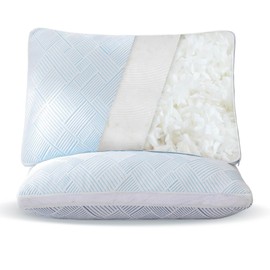 Sylvaris Shredded Memory Foam Cooling Soft Bamboo Viscose Pillows King Set of 2, Adjustable Hypoallergenic Hotel Quality Pillows for Back, Stomach and Side Sleeper, Oeko-TEX Certified