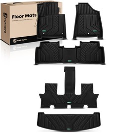 YHTAUTO Floor Mats & Cargo Mat Compatible with Hyundai Santa Fe 2024-2025 Not Fits Hybrid, TPE All Weather Car Mats Waterproof Anti-Slip Odorless Floor Liner, Interior Car Accessories Full Set Liner