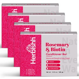 Herbishh Rosemary Conditioner Bar for Hair Growth, Volumizing Solid Conditioner, Strengthening Biotin Bar, Cleansing Soap for Women & Men, Ideal for Curly & Straight Hair 3.53 oz pk of 4