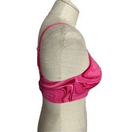 NOBO NO BOUNDARIES BONDED VOOP FUCHSIA BRALETTE V-NECK STRETCH KNIT  BRA Sz L*