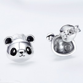 NewL 925 Sterling Silver Animal Collection Cute Panda Stud Earrings for Women Sterling Silver Jewelry