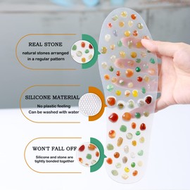 Pressure Point Mat Foot Massage Mat Acupressure Tools for Feet Gel Shoes Insert Real Stone for Men Women, Acupuncture Massaging Mat, Therapy Shoes Insole, Relieve Feet Tension Lower Back Pain (35)