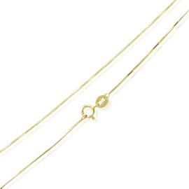 SEA OF ICE Yellow Gold Flashed Sterling Silver 1mm Square Snake Chain Necklace, Size 16"