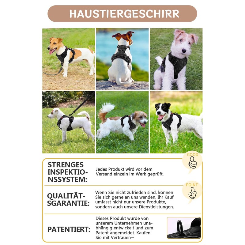 BaoCheng Anti-Pull Dog Harness, Small/Medium/Large Dogs, Breathable Mesh, Easy to