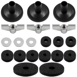 Jiozermi 21Pcs Cymbal Replacement Accessories, Cymbal Parts Include Felt Cymbal Sleeves with Base, Washers, Wing Nuts, Cymbal Felts, Hi-Hat Clutch Felt Hi Hat Cup