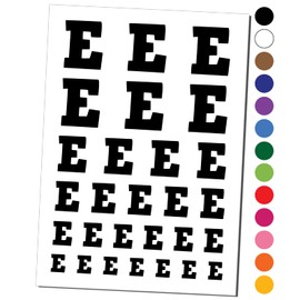 Letter E Uppercase Fun Bold Font Temporary Tattoo Water Resistant Fake Body Art Set Collection - Black (One Sheet)
