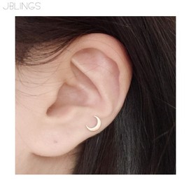 JBLINGS Flat Moon Piercing 1ea, Type:Silver / Bar Length 8mm / Silver Ball 3mm