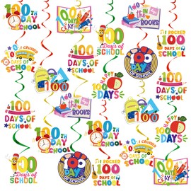 100 Days of School Decorations - InIsajace 30PCS 100th Day of School Decorations 100 Days of School Ceiling Decor Hanging Swirls Kindergarten Preschool Primary School Party Supplies Favors