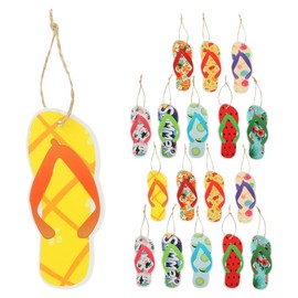 Garneck 18pcs Flop Summer Hanging Ornaments Paper Hawaii Beach Slippers Decorations 9 Styles Hawaiian Beach Pendant Decorations with String for Summer Home Party Supplies