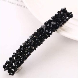 1Pc Black Hair Clips Handmade Rhinestone Barrettes Metal Hair Holders Clips and Barrettes Hair Clips for Women Girls Styling Accessorie Headwear