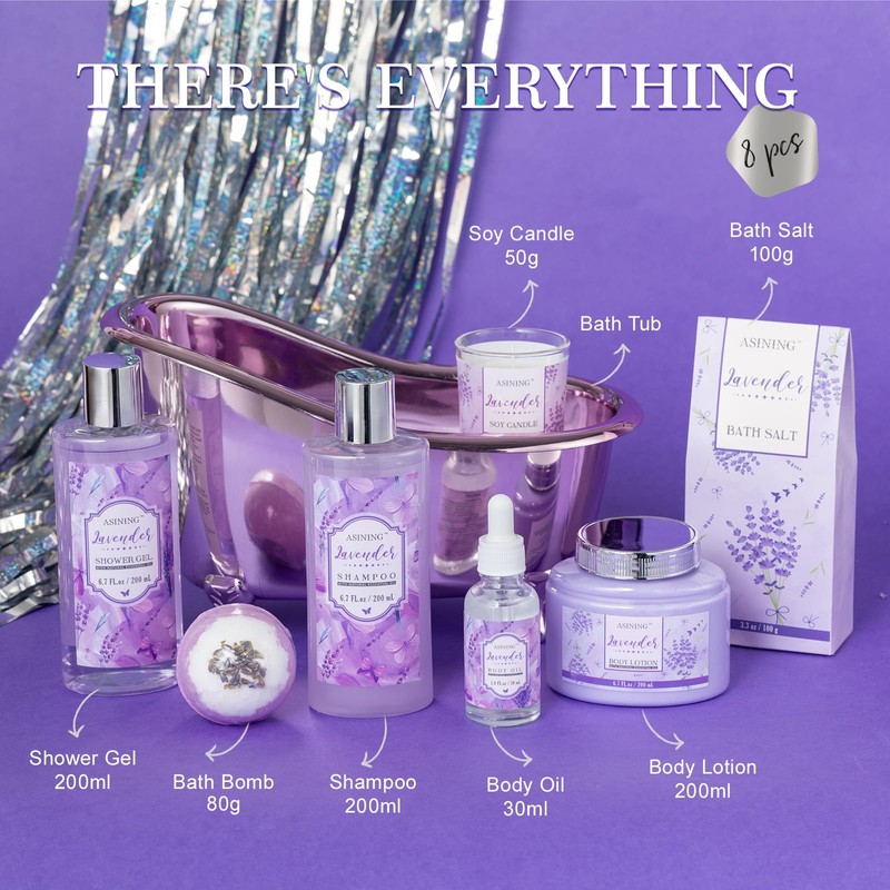 9Pcs Moisturizing Lavender Spa Bath Gifts Set - Spa Gift