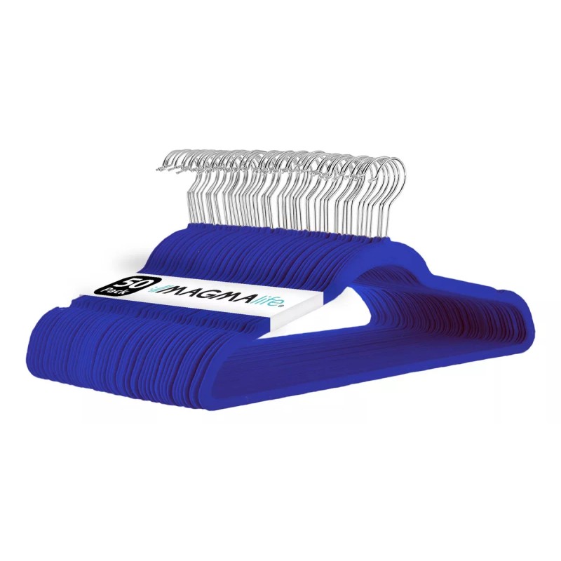 Magma Life 50 Ganchos para Ropa de Terciopelo, Gancho Plateado