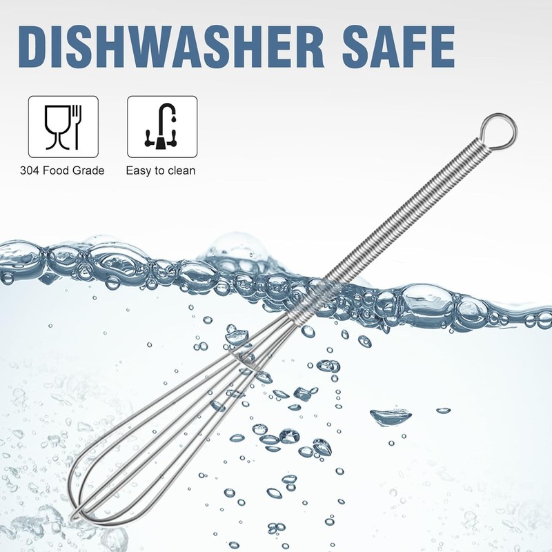 Walfos Mini Whisk,304 Stainless Steel Small Whisk, 5+7+10in Wisking Tool