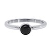Quiges Stainless Steel Silver with Black Cat's Eye Filling Ring