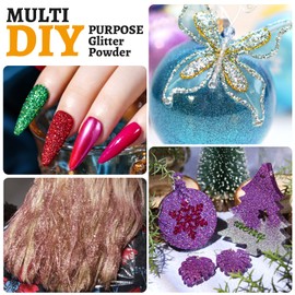 LEOBRO Fine Glitter, Extra Fine Glitter Powder, Craft Glitter for Christmas Epoxy Resin, Body Nail Glitter, DIY Glitter Tumbler Painting Cards, Wedding Christmas Decoration Glitter, 32 Colors