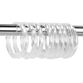 Qulable Clear Plastic Shower Curtain Rings, 12 PCS Circular Plastic Shower Curtain Hooks for Bathroom Shower Curtain Rod, Clear Shower Hooks for Shower Curtain, O Shaped Shower Rings for Curtain