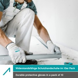 ACE PUre White Work Gloves - 10 Pairs of Sensitive Protective Gloves for Work - EN 388-08/M (Pack of 10)