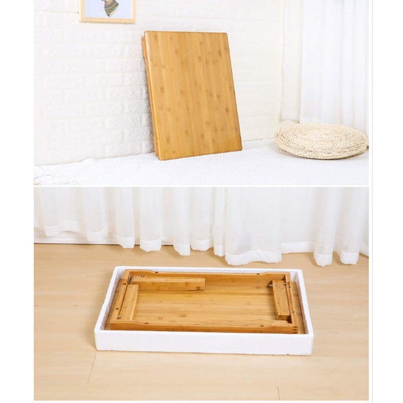SH-tables Folding Japanese-Style Square Bamboo Table, Computer Desk, Low Multi-Function