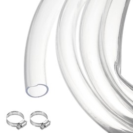 Rebower 1" x 1 1/4" Clear Plastic PVC Tubing 25ft Flexible Vinyl Tube, [for Garden Irrigation, Water Hose, Fish Tank, Aquarium] - 25.4mm x 31.8mm / with 2Pcs Clamps