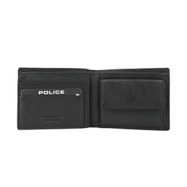 Police Mens Genuine Leather Wallet with Gift Box, Black 79 classic with coin compartment