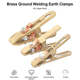 Uadme Brass Ground Welding Earth Clamps, A Shape 260/300/500A Heavy Duty Welding Crocodile Clamp for ARC TIG MIG MAG Welding (260A)