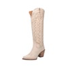 Dingo Womens High Cotton Embroidery Snip Toe Fashion Boot, Sand,