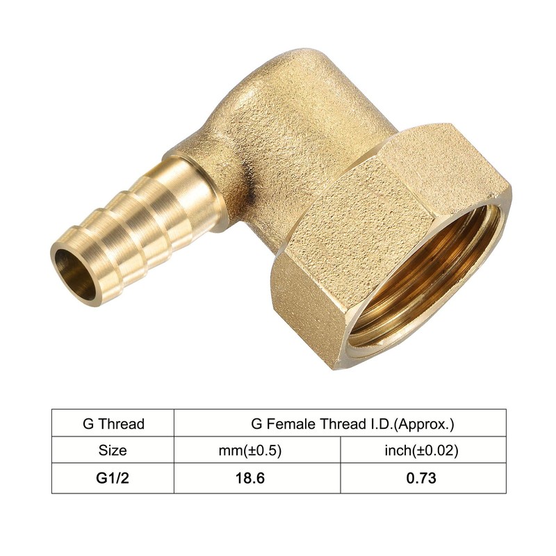 sourcing map Brass Hose Barb Fitting Elbow, 8mm Barbed x