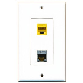 RiteAV 1 Port Shielded Cat6 Ethernet 1 Port Cat6 Ethernet Yellow Wall Plate Oversized Jumbo MIDI