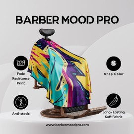 Professional Barber Cape - Hair Cutting Cape with Adjustable Snap Colar, Salon Quality Styling Cape for Hairdressers and Barbers - Fiji - Snap, Multi, Extra Large