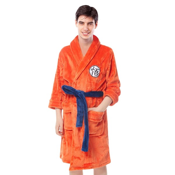 SINSEN Mens Dragon Ball Dressing Gown Anime Goku Bathrobe Sleepwear