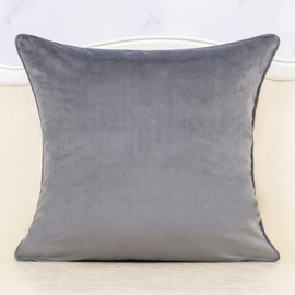 Alerfa Square Pillow Geometric Stripes Embroidery Cut Velvet Cushion Case Luxury Modern Throw Pillow Cover Decorative Pillow for Couch Sofa Living Room Bedroom Car 18 x 18 Inch Gray