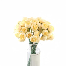 XIZHI 18 Pcs Ranunculus Artificial Flower 11.8" and 54 Heads Faux Silk Ranunculus Flowers Artificial Ranunculus Bouquet Decorations for Home DIY Wedding Decor (Yellow)