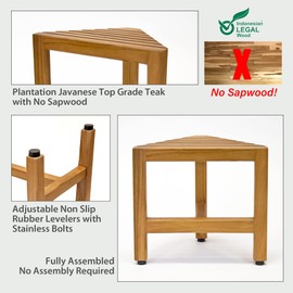 Asta Zini Solid Teak Shower/Bath/Spa Corner Foot Stool, Side Table, Fully Assembled, TB-014