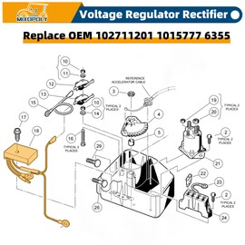 MIXOPOLY Voltage Regulator Rectifier for Club Car DS, Carryall, Turf Gas Golf Cart 1992-up, Replace OEM 102711201 1015777 6355