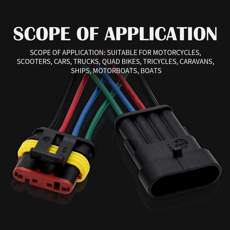 4 Pin Connector Waterproof Connector, Male and Female Way 16