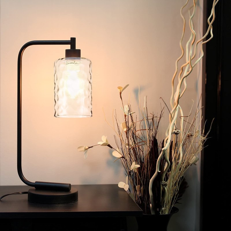 Skelang Hammered Lip-less Glass Lamp Shade, Cylindrical Light Cover with