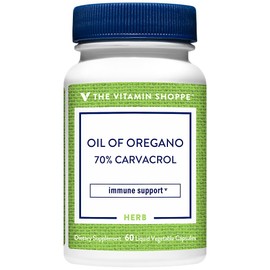 The Vitamin Shoppe Oil of Oregano 45mg - Immune Health & Antioxidant | 70% Carvacrol Super Strength | 60 Veggie Caps | Mediterranean
