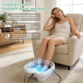 VnioLife Ionic Foot Bath Detox Machine, foot detox machine, with Epson salt,Basin, 30 Mins Auto Timer & 2 Arrays, Portable Ionic Foot Spa for Salon & Home Use