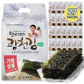 Kwangcheonkim Seasoned Seaweed Snacks Sheets – 27 Individual Packs Roasted Premium Natural Laver 4g x 27 Pack Net 108 Grams 김 のり 海苔 紫菜