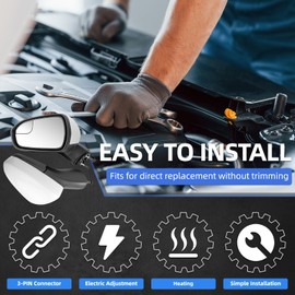 LOIYLLEN Left Driver Side Rear View Mirror Replacement for Ford Fusion 2016 2017 2018 2019 2020 2021 2022- Rearview Mirrors with 3Pins, Electric Adjustment, white