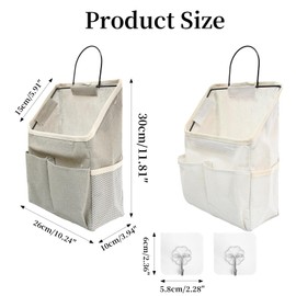 DecorDwell Wall Hanging Organizer Bag, Wall Hanging Storage Bags with Pockets, Fabric Baskets for Storage with Metal Frame, Stylish Hang Pouches with Side Mesh Pocket for Bedroom, Bathroom, Kitchen