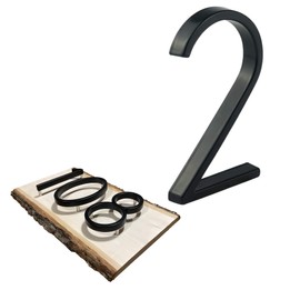 5 Inch Address House Numbers for Home and Commercial Use - Modern, All Weather Indoor Outdoor Street Address Numerals Mount Horizontally or Vertically with Hardware. (2)