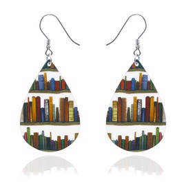 Teardrop Book Earrings as Teacher Christmas Gifts, Bookcase Earrings as Book Lovers Gifts, Teacher Librarian Read Earrings as Bookish Gifts, Teacher Appreciation Gifts, Graduation Back to School Gifts