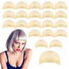 FEJANPON 20 Pcs Beige Bald Wig Dome Stocking Caps Nylon